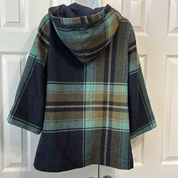 Mossimo Supply Hooded Pullover Jacket Wool Blend Plaid Toggle Buttons Womens - Picture 6 of 9